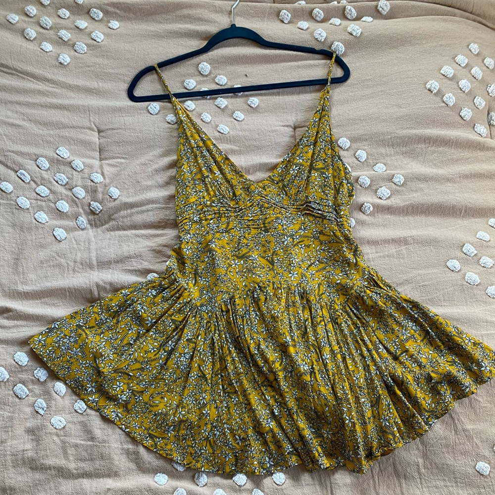 Yellow daisy romper dress